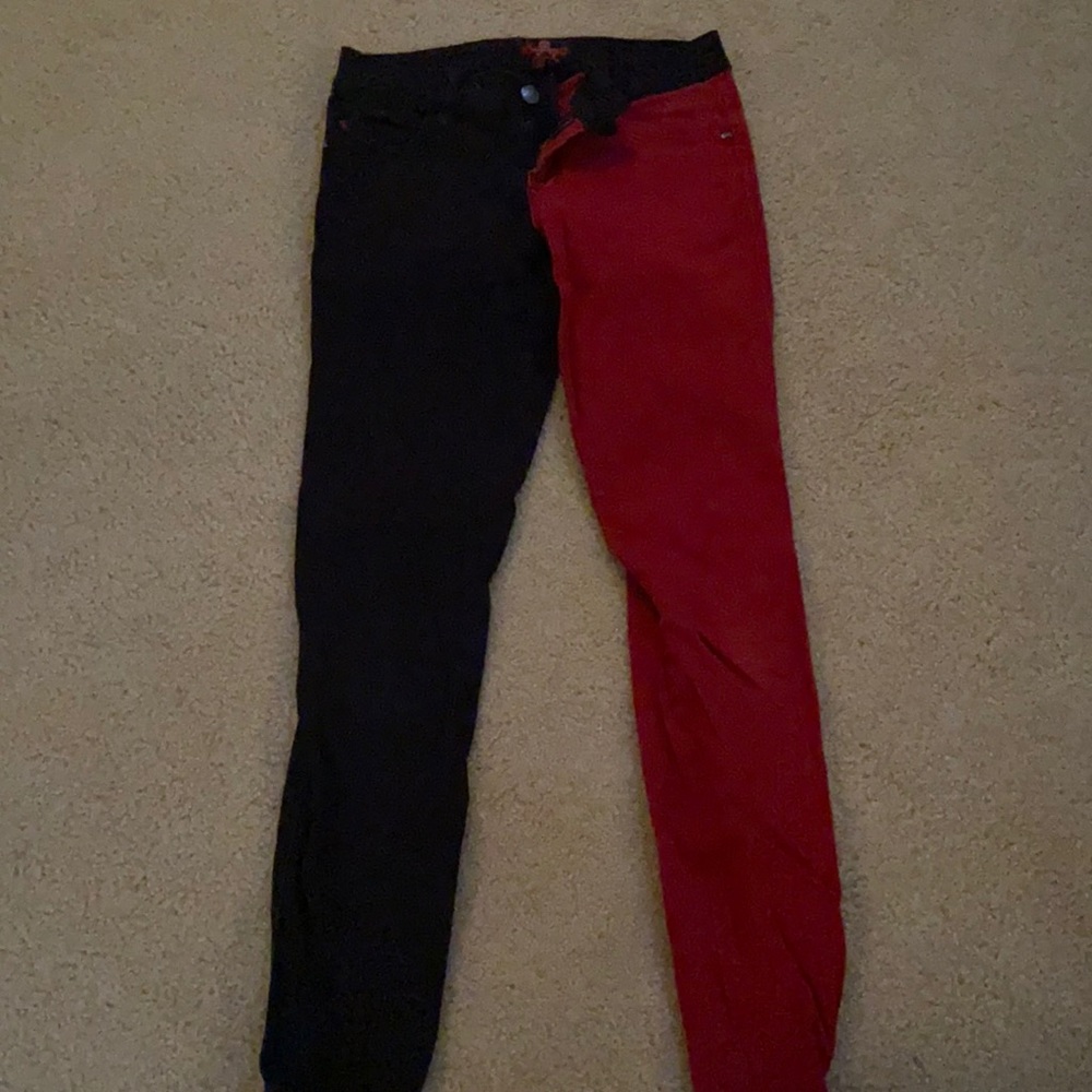 Black and red royal bones jeans